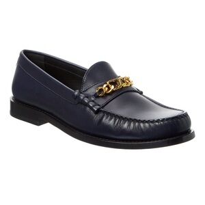 NWT CELINE NAVY LOAFERS WITH GOLD CHAIN